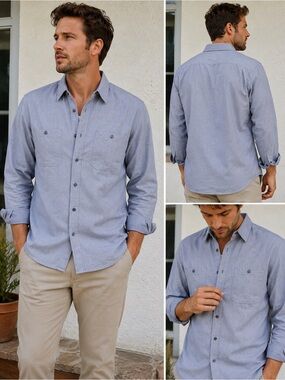 Orvis Light Blue Casual Button-Down Shirt